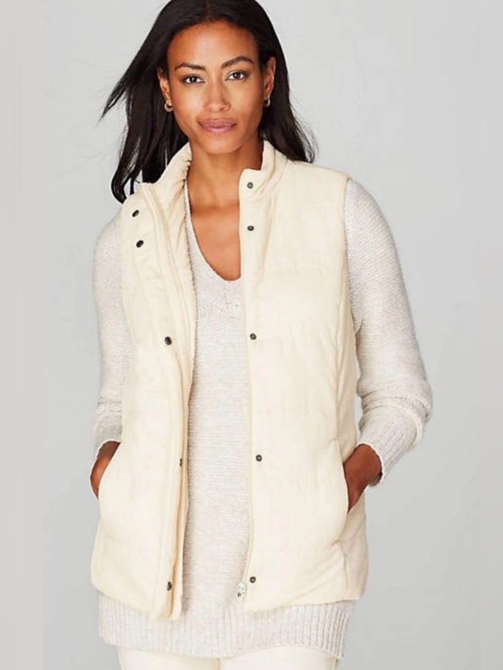 J. Jill M Petite Barley Velvet Puffer Vest